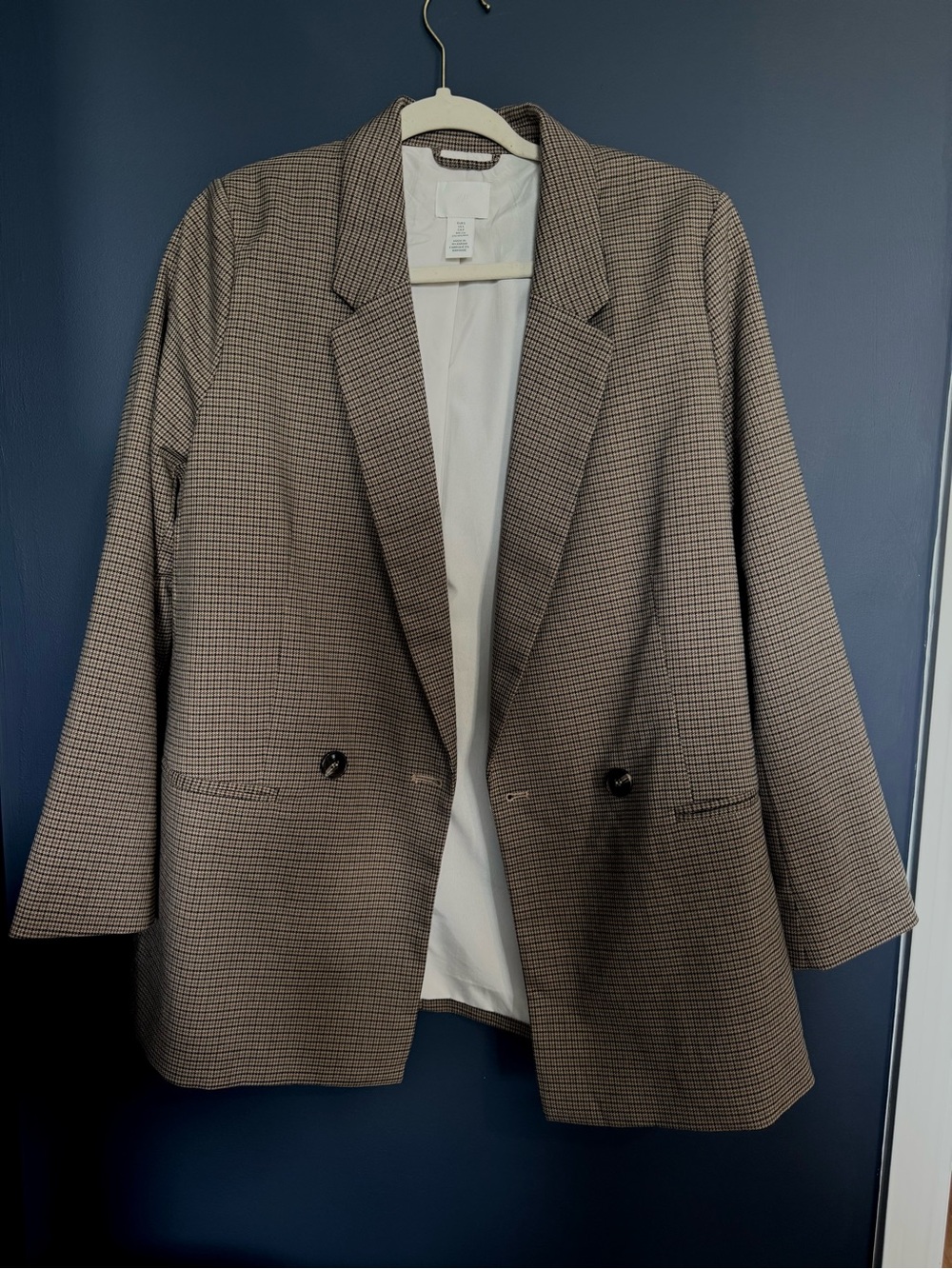 H&M Oversized Brown Herringbone Blazer